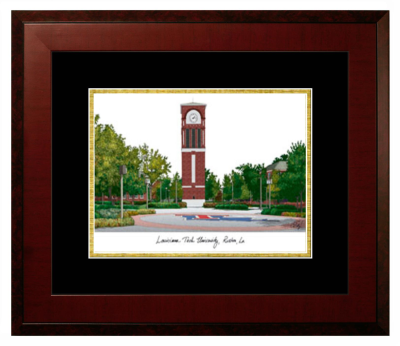 Louisiana Tech University Lithograph Only Frame in Honors Mahogany with Black & Gold Mats