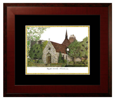 Marquette University Lithograph Only Frame in Honors Mahogany with Black & Gold Mats
