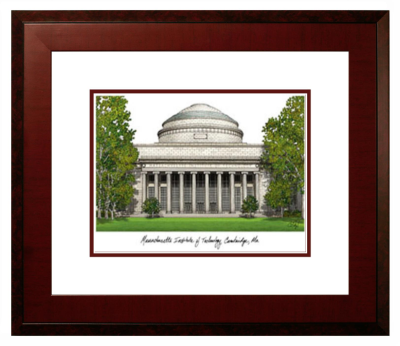 Massachusetts Institute of Technology Lithograph Only Frame in Honors Mahogany with Black & Gold Mats