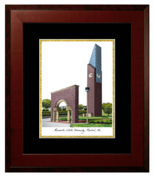 Minnesota State University Mankato Lithograph Only Frame in Honors Mahogany with Black & Gold Mats
