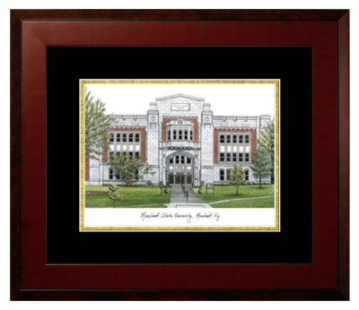 Morehead State University Lithograph Only Frame in Honors Mahogany with Black & Gold Mats