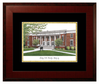Murray State University Lithograph Only Frame in Honors Mahogany with Black & Gold Mats