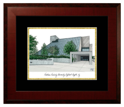 Northern Kentucky University Lithograph Only Frame in Honors Mahogany with Black & Gold Mats
