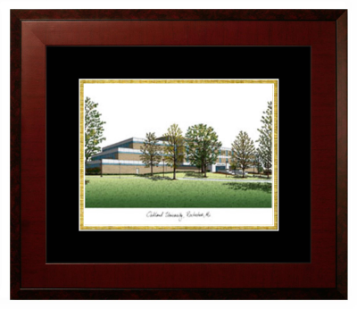Oakland University Lithograph Only Frame in Honors Mahogany with Black & Gold Mats