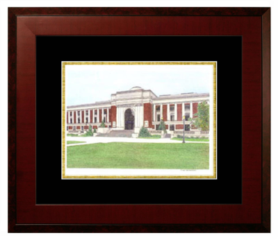 Oregon State University Lithograph Only Frame in Honors Mahogany with Black & Gold Mats