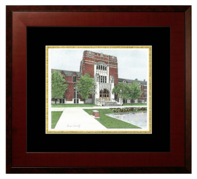 Purdue University College of Agriculture Lithograph Only Frame in Honors Mahogany with Black & Gold Mats