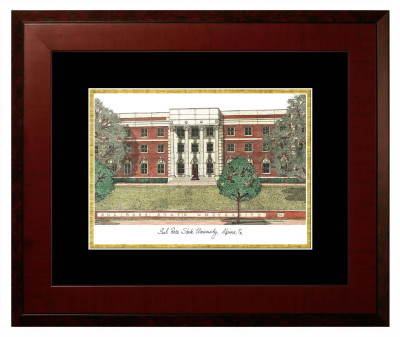 Sul Ross State University Lithograph Only Frame in Honors Mahogany with Black & Gold Mats