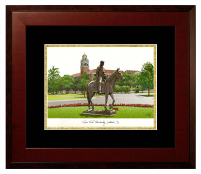 Texas Tech University Lithograph Only Frame in Honors Mahogany with Black & Gold Mats