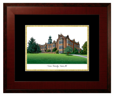 Towson University Lithograph Only Frame in Honors Mahogany with Black & Gold Mats