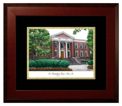 University of Akron Lithograph Only Frame in Honors Mahogany with Black & Gold Mats