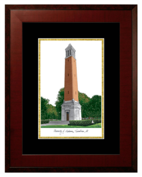 University of Alabama (Tuscaloosa) School of Law Lithograph Only Frame in Honors Mahogany with Black & Gold Mats