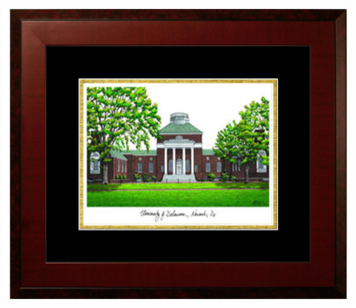 University of Delaware Lerner College of Business & Economics Lithograph Only Frame in Honors Mahogany with Black & Gold Mats