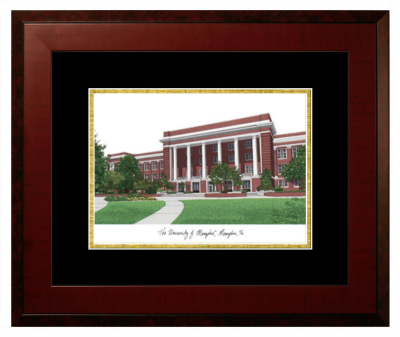 University of Memphis Lithograph Only Frame in Honors Mahogany with Black & Gold Mats