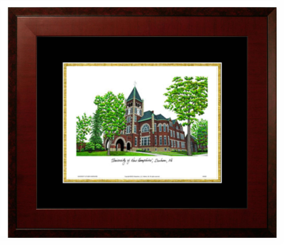 University of New Hampshire Lithograph Only Frame in Honors Mahogany with Black & Gold Mats