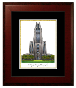 University of Pittsburgh - Johnstown Lithograph Only Frame in Honors Mahogany with Black & Gold Mats