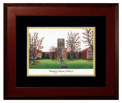 University of Tennessee Lithograph Only Frame in Honors Mahogany with Black & Gold Mats
