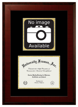 Carrick Institute for Graduate Studies Double Opening with Campus Image (Unimprinted Mat) Frame in Honors Mahogany with Black & Gold Mats for DOCUMENT: 8 1/2"H X 11"W  