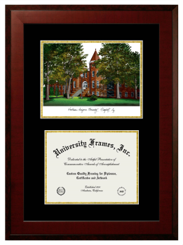 Northern Arizona University Double Opening with Campus Image (Unimprinted Mat) Frame in Honors Mahogany with Black & Gold Mats for DOCUMENT: 8 1/2"H X 11"W  