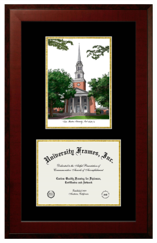 Texas Christian University Double Opening with Campus Image (Unimprinted Mat) Frame in Honors Mahogany with Black & Gold Mats for DOCUMENT: 8 1/2"H X 11"W  