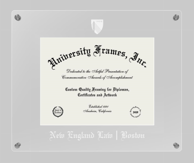 New England Law Boston Lucent Clear-over-Clear Frame in Lucent Clear Moulding with Lucent Clear Mat for document: 8 1/2"h x 11"w  