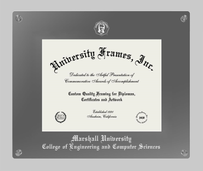 Marshall University College of Engineering and Computer Sciences Lucent Clear-over-Smoke Frame in Lucent Smoke Moulding with Lucent Smoke Mat for document: 8 1/2"h x 11"w  