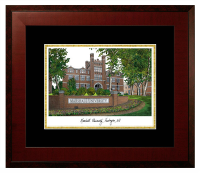 Marshall University College of Liberal Arts Lithograph Only Frame in Honors Mahogany with Black & Gold Mats