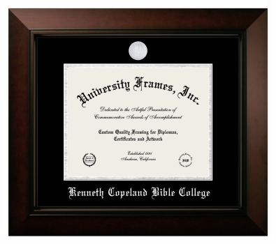 Kenneth Copeland Bible College Diploma Frame in Legacy Black Cherry with Black & Silver Mats for document: 8 1/2"h x 11"w  