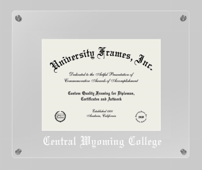 Central Wyoming College Lucent Clear-over-Clear Frame in Lucent Clear Moulding with Lucent Clear Mat for document: 8 1/2"h x 11"w  