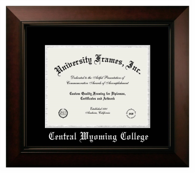Central Wyoming College Diploma Frame in Legacy Black Cherry with Black & Silver Mats for document: 8 1/2"h x 11"w  