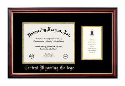 Central Wyoming College Diploma with Announcement Frame in Petite Mahogany with Gold Trim with Black & Gold Mats for document: 8 1/2"h x 11"w  , diploma: 7"h x 4"w  