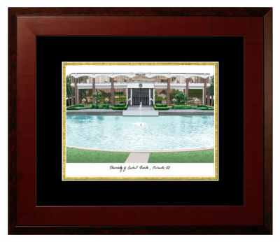University of Central Florida College of Medicine Lithograph Only Frame in Honors Mahogany with Black & Gold Mats