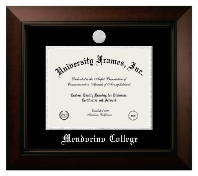 Mendocino College Diploma Frame in Legacy Black Cherry with Black & Silver Mats for document: 8 1/2"h x 11"w  