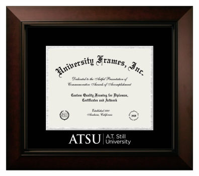 A.T. Still University Diploma Frame in Legacy Black Cherry with Black & Silver Mats for DOCUMENT: 8 1/2"H X 11"W  