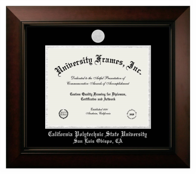 California Polytechnic State University - San Luis Obispo Diploma Frame in Legacy Black Cherry with Black & Silver Mats for document: 8 1/2"h x 11"w  