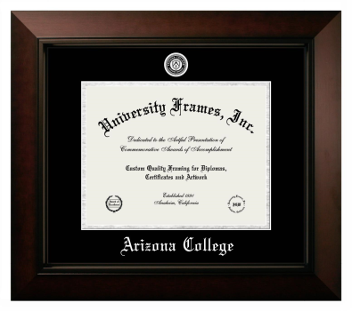 Arizona College Diploma Frame in Legacy Black Cherry with Black & Silver Mats for DOCUMENT: 8 1/2"H X 11"W  