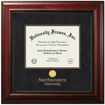 Diploma with Wordmark & Seal Below Frame in Executive with Mahogany Fillet with Black Suede Mat for DOCUMENT: 8 1/2"H X 11"W  