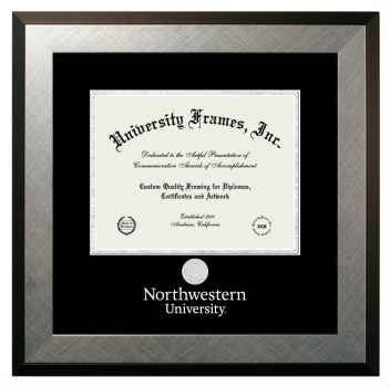 Diploma with Wordmark & Seal Below Frame in Honors Silver with Black & Silver Mats for DOCUMENT: 8 1/2"H X 11"W  