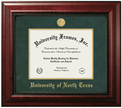 Diploma Frame in Executive with Gold Fillet with Green Suede Mat for DOCUMENT: 8 1/2"H X 11"W  
