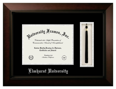 Elmhurst University Diploma with Tassel Box Frame in Legacy Black Cherry with Black & Silver Mats for document: 8 1/2"h x 11"w  