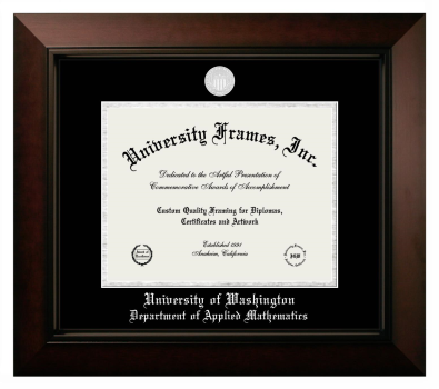 University of Washington Department of Applied Mathematics Diploma Frame in Legacy Black Cherry with Black & Silver Mats for document: 8 1/2"h x 11"w  