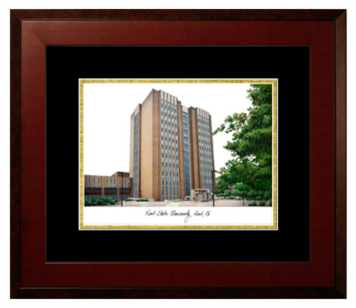 Kent State University Lithograph Only Frame in Honors Mahogany with Black & Gold Mats
