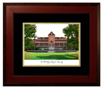 University of Arizona University College Lithograph Only Frame in Honors Mahogany with Black & Gold Mats