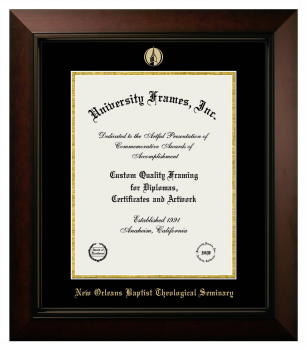 New Orleans Baptist Theological Seminary Diploma Frame in Legacy Black Cherry with Black & Gold Mats for DOCUMENT: 14"H X 11"W  