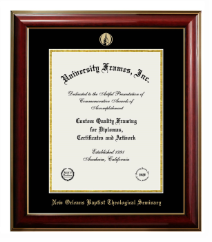 New Orleans Baptist Theological Seminary Diploma Frame in Classic Mahogany with Gold Trim with Black & Gold Mats for DOCUMENT: 14"H X 11"W  