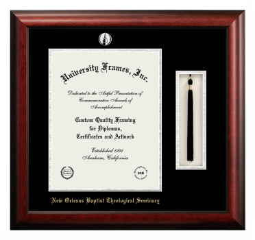 Diploma with Tassel Box Frame in Satin Mahogany with Black & Silver Mats for DOCUMENT: 14"H X 11"W  