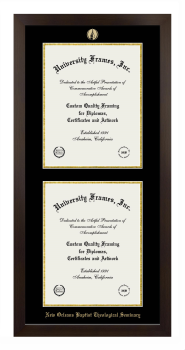 New Orleans Baptist Theological Seminary Double Degree (Stacked) Frame in Manhattan Espresso with Black & Gold Mats for document: 14"h x 11"w  , document: 14"h x 11"w  