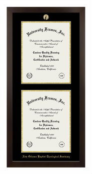 Double Degree (Stacked) Frame in Manhattan Espresso with Black & Gold Mats for DOCUMENT: 14"H X 11"W  , DOCUMENT: 14"H X 11"W  