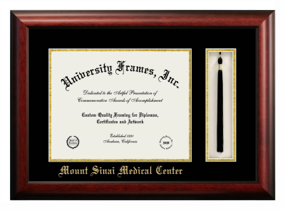 Diploma with Tassel Box Frame in Satin Mahogany with Black & Gold Mats for DOCUMENT: 11"H X 14"W  
