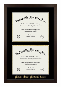 Double Degree (Stacked) Frame in Manhattan Espresso with Black & Gold Mats for DOCUMENT: 11"H X 14"W  , DOCUMENT: 11"H X 14"W  