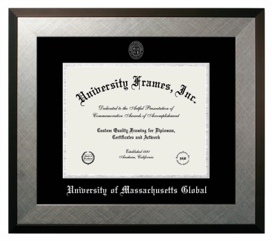 University of Massachusetts Global Diploma Frame in Honors Silver with Black & Silver Mats for document: 8 1/2"h x 11"w  
